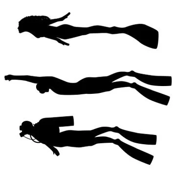 Vector illustration of a silhouette of diver Illustrazione stock