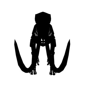 Vector Illustration of silhouette Mammoth Skeleton Isolated on White Background. Stock Illustration