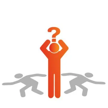 Vector illustration silhouette of a man with a question Stock Illustration