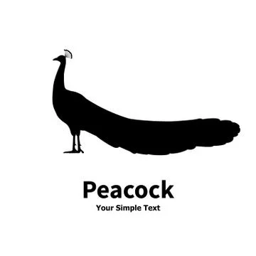 Vector illustration of a silhouette of a peacock Stock Illustration