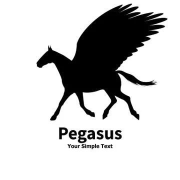 Vector illustration of a silhouette of a running pegasus Stock Illustration