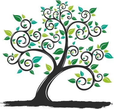 Vector Illustration silhouette Tree with Roots in white background Stock Illustration