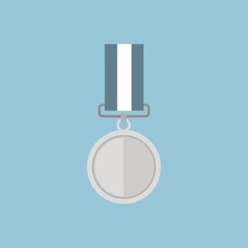 Vector illustration of silver medal, flat design Stock Illustration