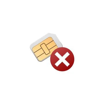 Vector illustration of SIM card with red cross icon, data transfer error. Stock Illustration