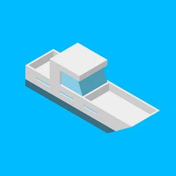 Vector illustration of simple 3D isometric boat Stock Illustration
