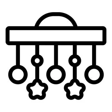 Vector illustration of a simple black and white baby crib mobile icon 스톡 일러스트