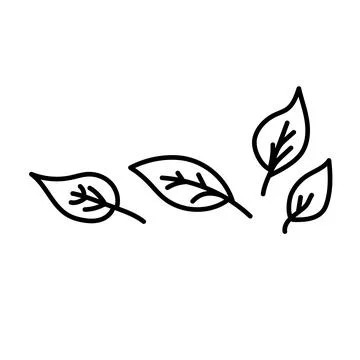 Vector illustration of a simple black leaf line art icon. 스톡 일러스트