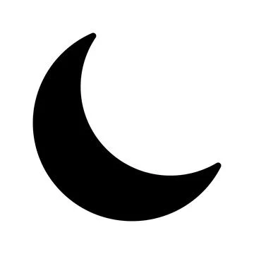 Vector illustration of a simple crescent moon, depicted as a solid black si.. Stock Illustration