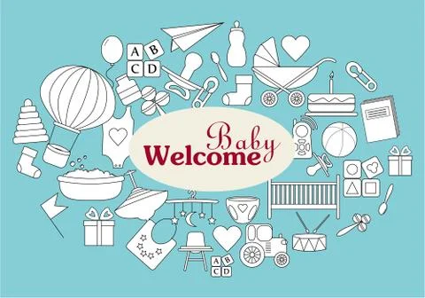 Vector Illustration of simple design of bew born card, banner, poster, label Stock Illustration