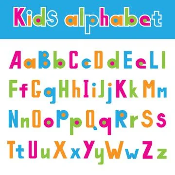 Vector illustration of simple font isolated on white background Stock Illustration