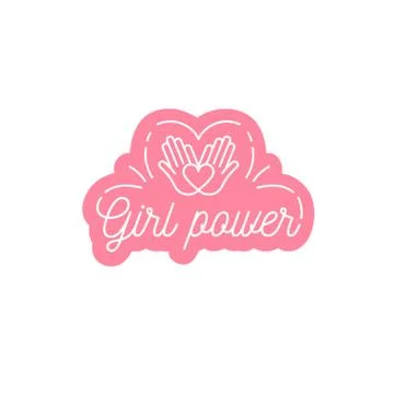 Vector illustration in simple style with hand-lettering phrase girl power - Stock Illustration