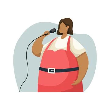 Vector illustration of a singer with a microphone. Profession. Flat style Stock Illustration