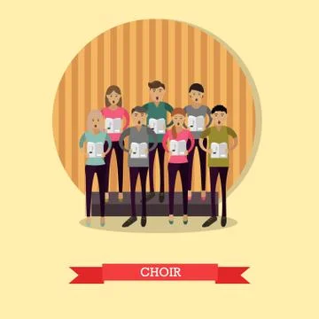 Vector illustration of singing choir in flat style Illustrazione stock