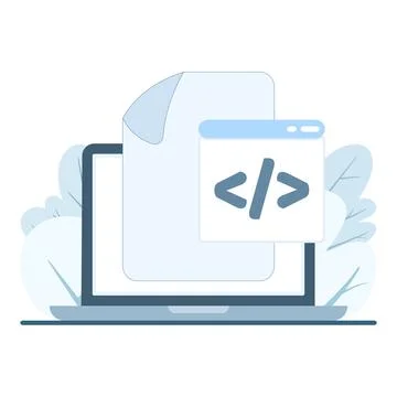 Vector illustration of a single code file document, script or source code page. 스톡 일러스트