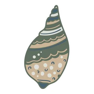 Vector illustration of a single colored sea shell on white background. Eleg.. イラスト素材
