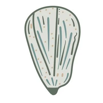 Vector illustration of a single colored sea shell on white background. Eleg.. Stock Illustration