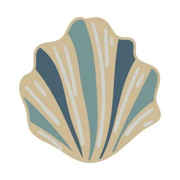Vector illustration of a single colored sea shell on white background. Eleg.. イラスト素材