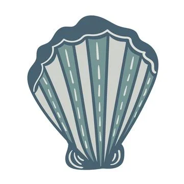 Vector illustration of a single colored sea shell on white background. Eleg.. Stockillustratie