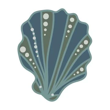 Vector illustration of a single colored sea shell on white background. Eleg.. Stock Illustration