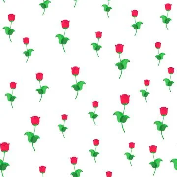 Vector illustration of single red roses in flat style Stock Illustration