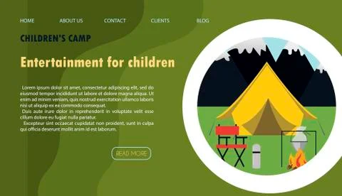 Vector illustration of the site for children s camping, health camps and tourism Stock Illustration