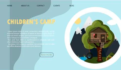 Vector illustration of the site for children s camping, health camps and tourism Stock Illustration