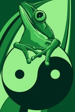 Vector illustration of sitting frog. digital draw Stock Illustration
