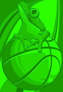 Vector illustration of sitting frog. digital draw Stock Illustration