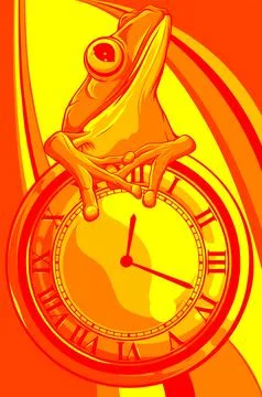 Vector illustration of sitting frog. digital draw Illustrazione stock