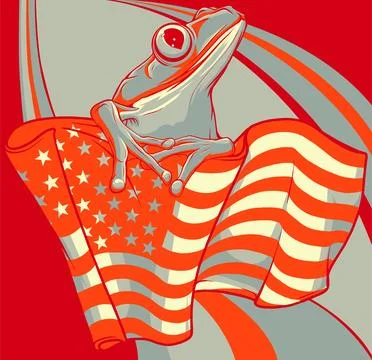 Vector illustration of sitting frog. digital draw Stock Illustration