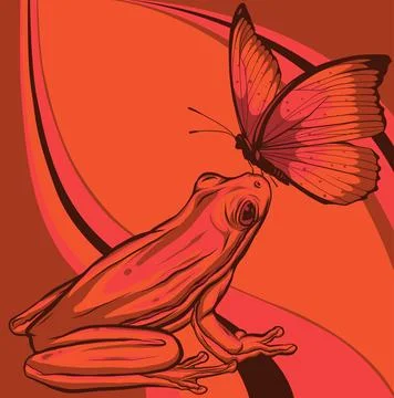 Vector illustration of sitting frog. digital draw Stock Illustration