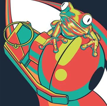 Vector illustration of sitting frog. digital draw Stock Illustration