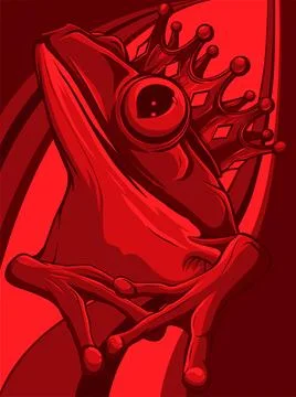 Vector illustration of sitting frog. digital draw Illustrazione stock