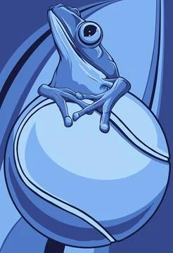 Vector illustration of sitting frog. digital draw 스톡 일러스트