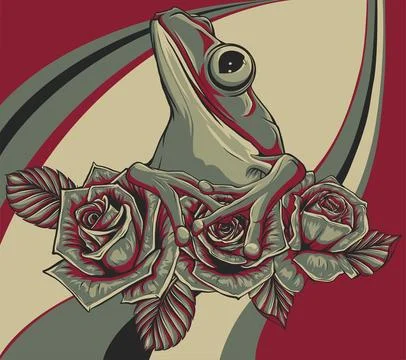 Vector illustration of sitting frog. digital draw 스톡 일러스트