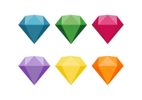 Vector Illustration of Six Different Colors of Diamonds Stock Illustration