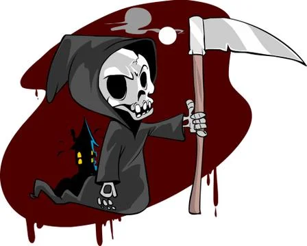 Vector illustration of a skeletal Grim Reaper Stock Illustration