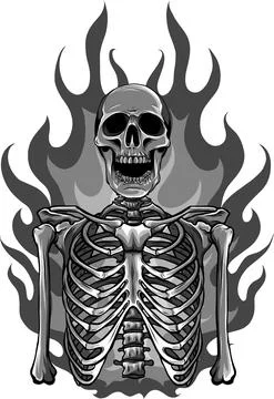 Vector illustration of skeleton in flame design Stock Illustration