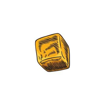 Vector illustration of a sketch of a bright yellow diced mango, hand-drawn on a Stock Illustration
