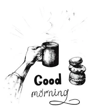 Vector illustration of a sketch on the theme of breakfast, lunch Stock Illustration