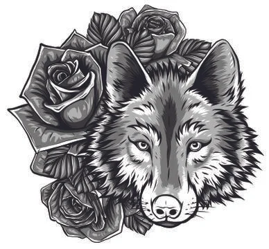 Vector illustration sketch of a wolf's face Stock Illustration