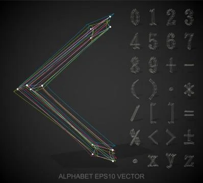 Vector illustration of a  sketched Numbers And Mathematical Symbols. Hand drawn Stock Illustration