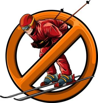 Vector illustration of skiing man colored draw Illustrazione stock