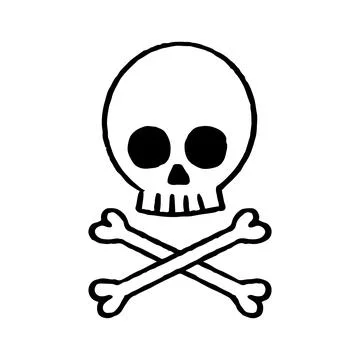 Vector illustration of skull and bones in hand-drawn style. Stock Illustration