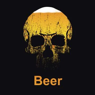  vector illustration of skull with beer inside Stock Illustration