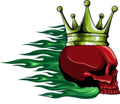 Vector illustration of skull with crown and flames Stock Illustration