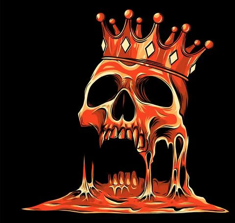 Vector illustration with skull in crown on black background Stock Illustration