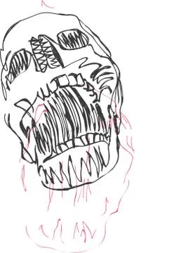 Vector illustration of a skull drawing Stock Illustration