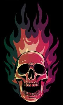 Vector illustration of skull falling with fire flame Stock-Illustration