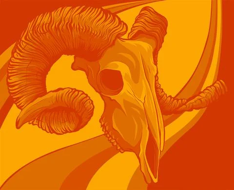 Vector illustration of Skull goat on colored background 스톡 일러스트